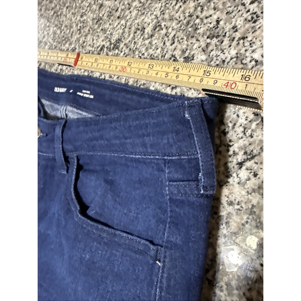 Old Navy Jeans Womens Sz 12 Wow Wide Leg River Dark Blue Wash High Rise Stretch - Picture 7 of 13